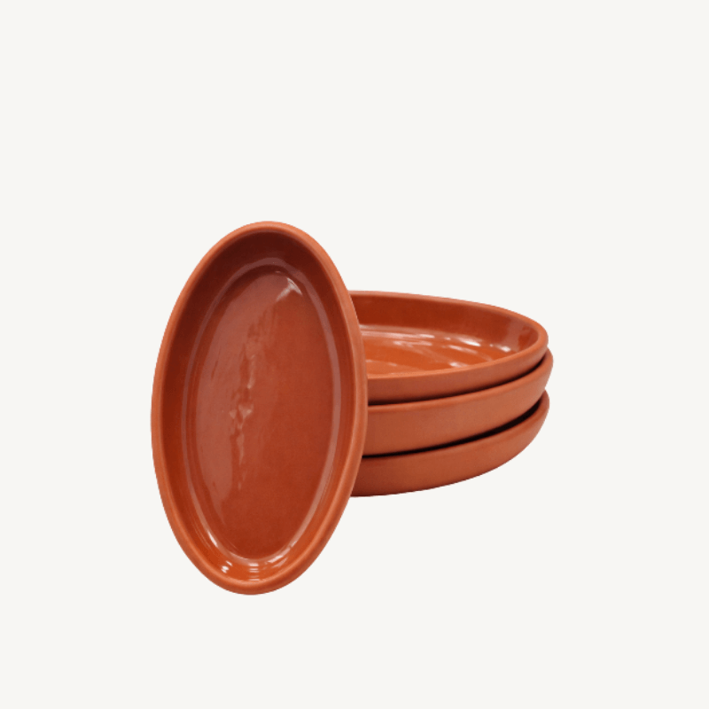 Yarım Sırlı Oval Güveç